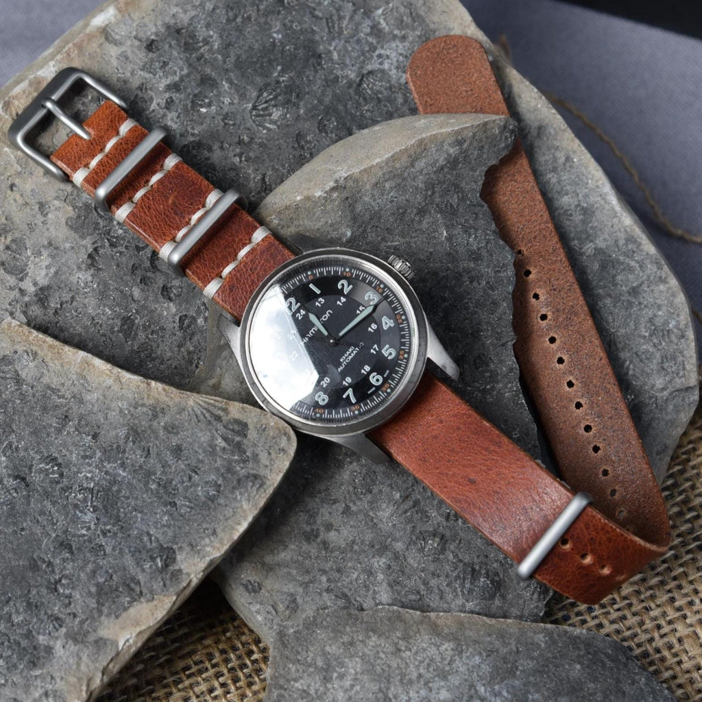 One-Piece Horween Dublin "Natural" Full Grain Watch Band
