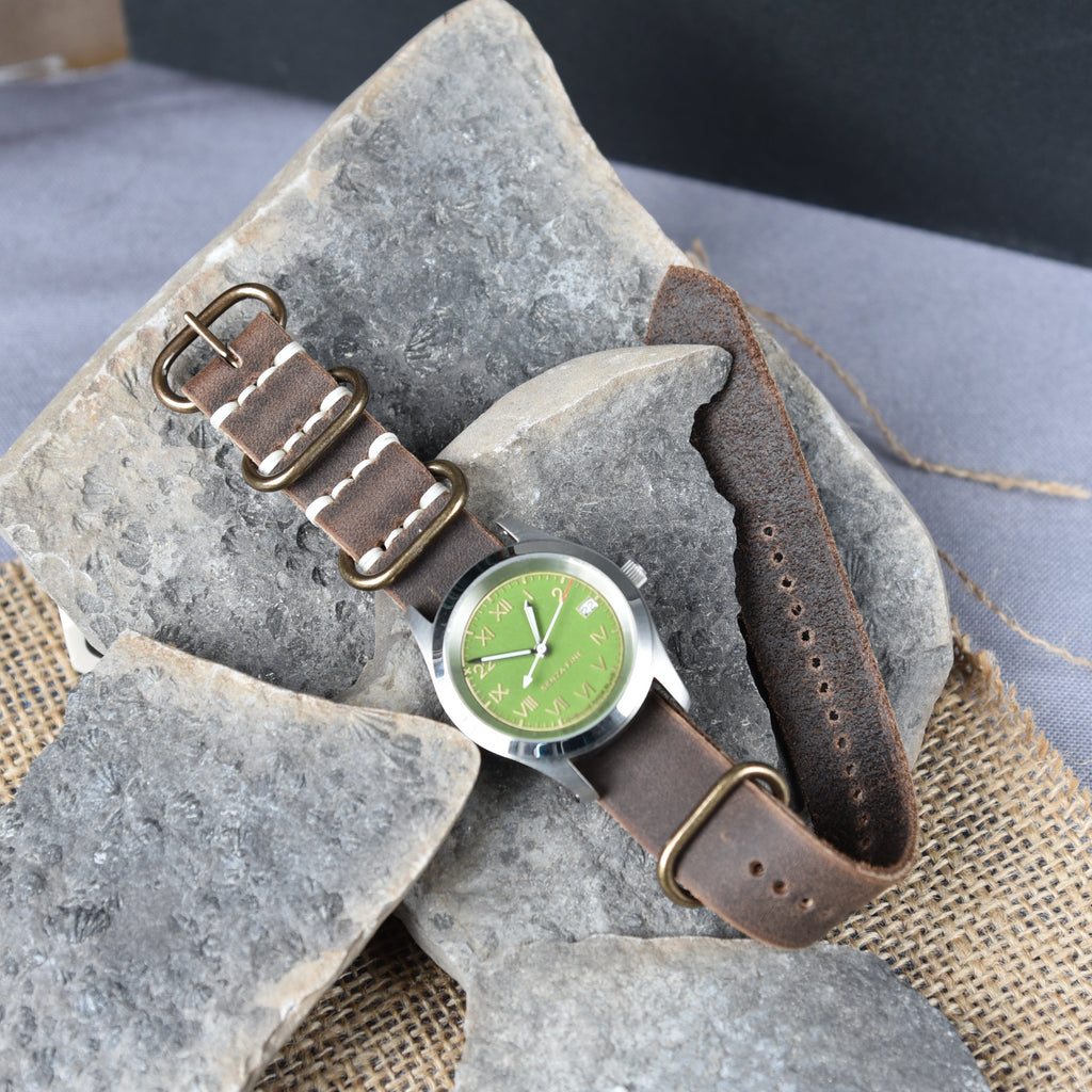 One-Piece Newbury Craze Horse Rattler Brown Watch Strap