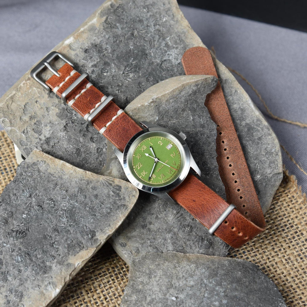 One-Piece Horween Dublin "Natural" Full Grain Watch Band