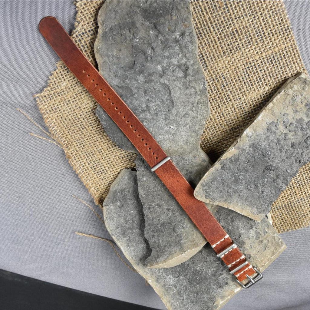One-Piece Horween Dublin "Natural" Full Grain Watch Band