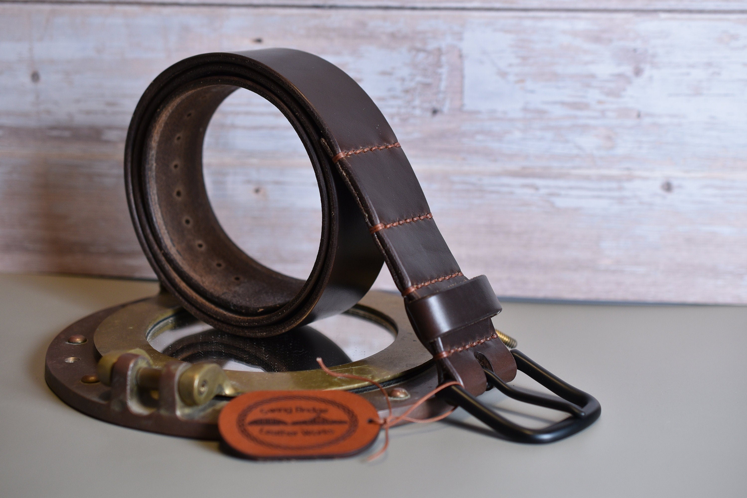 Brown Horween Leather Belt: Handmade Full Grain Workwear