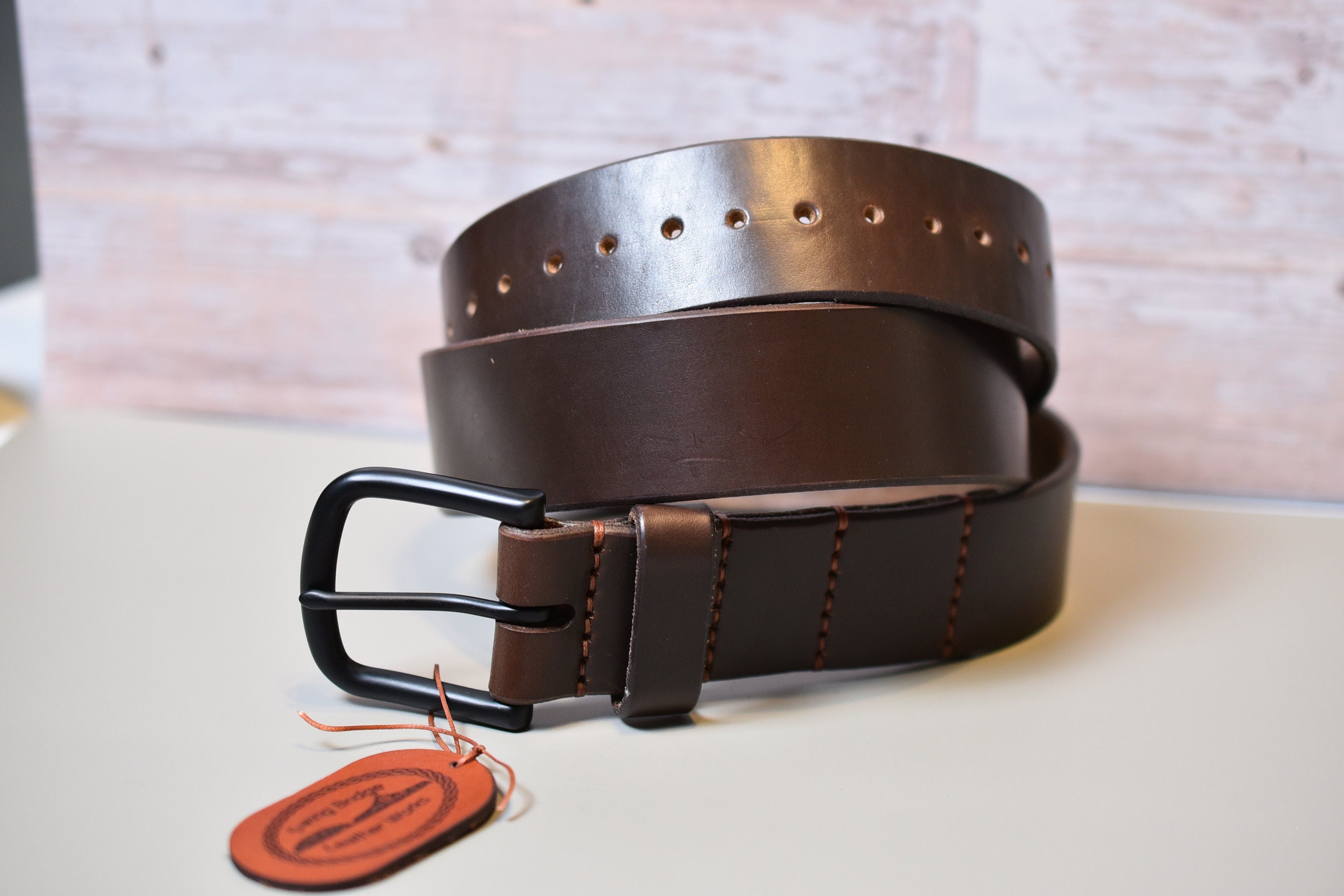 Brown Horween Leather Belt: Handmade Full Grain Workwear – Swing