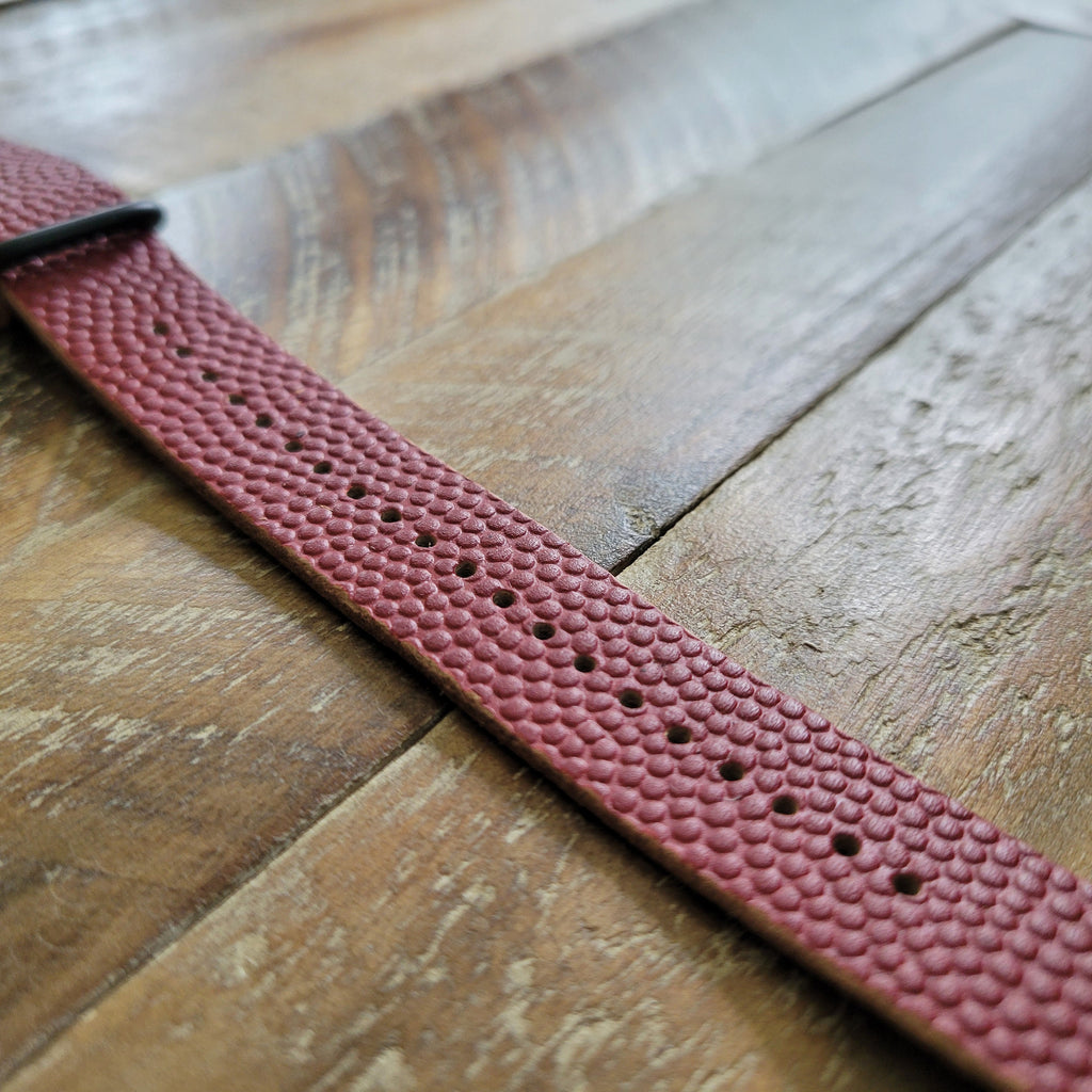 Leather One-Piece Watch Strap - Horween Football- Red Brown - Customizable
