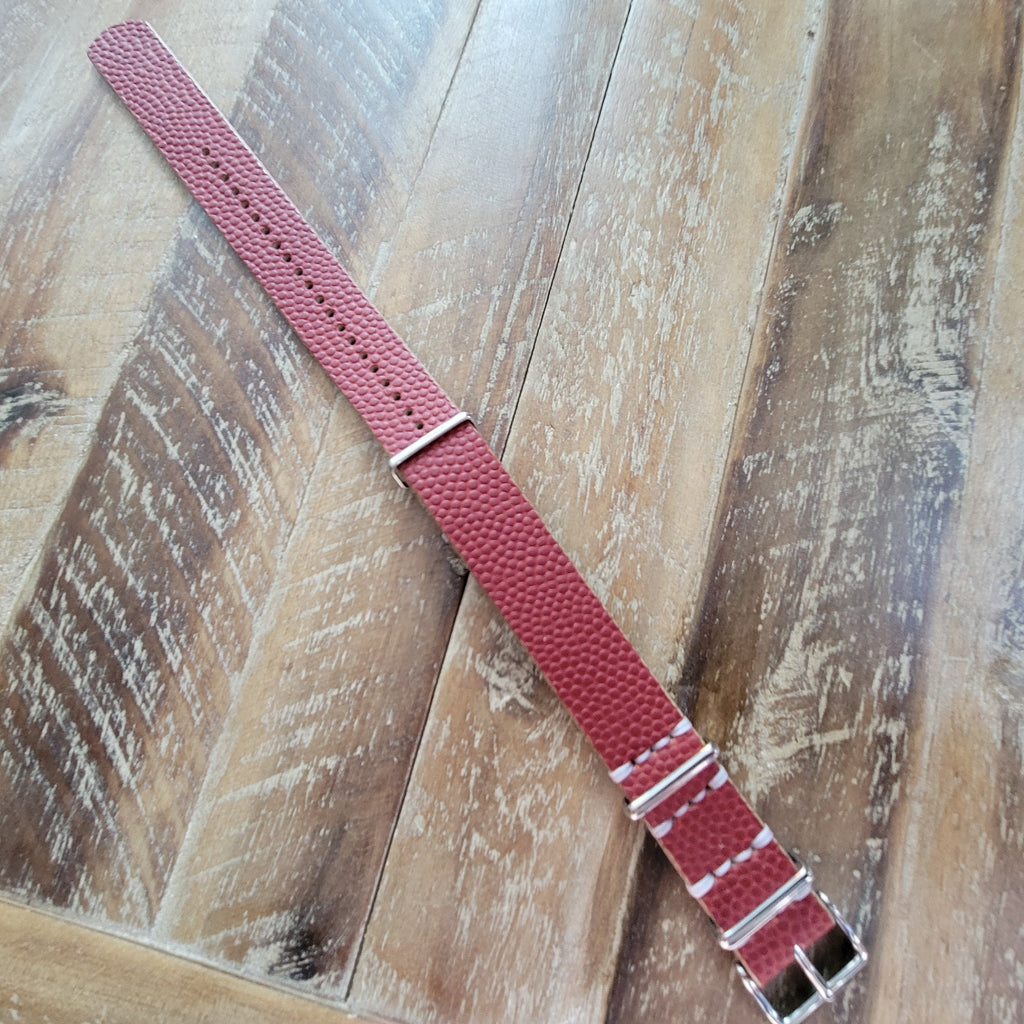 Leather One-Piece Watch Strap - Horween Football- Red Brown - Customizable