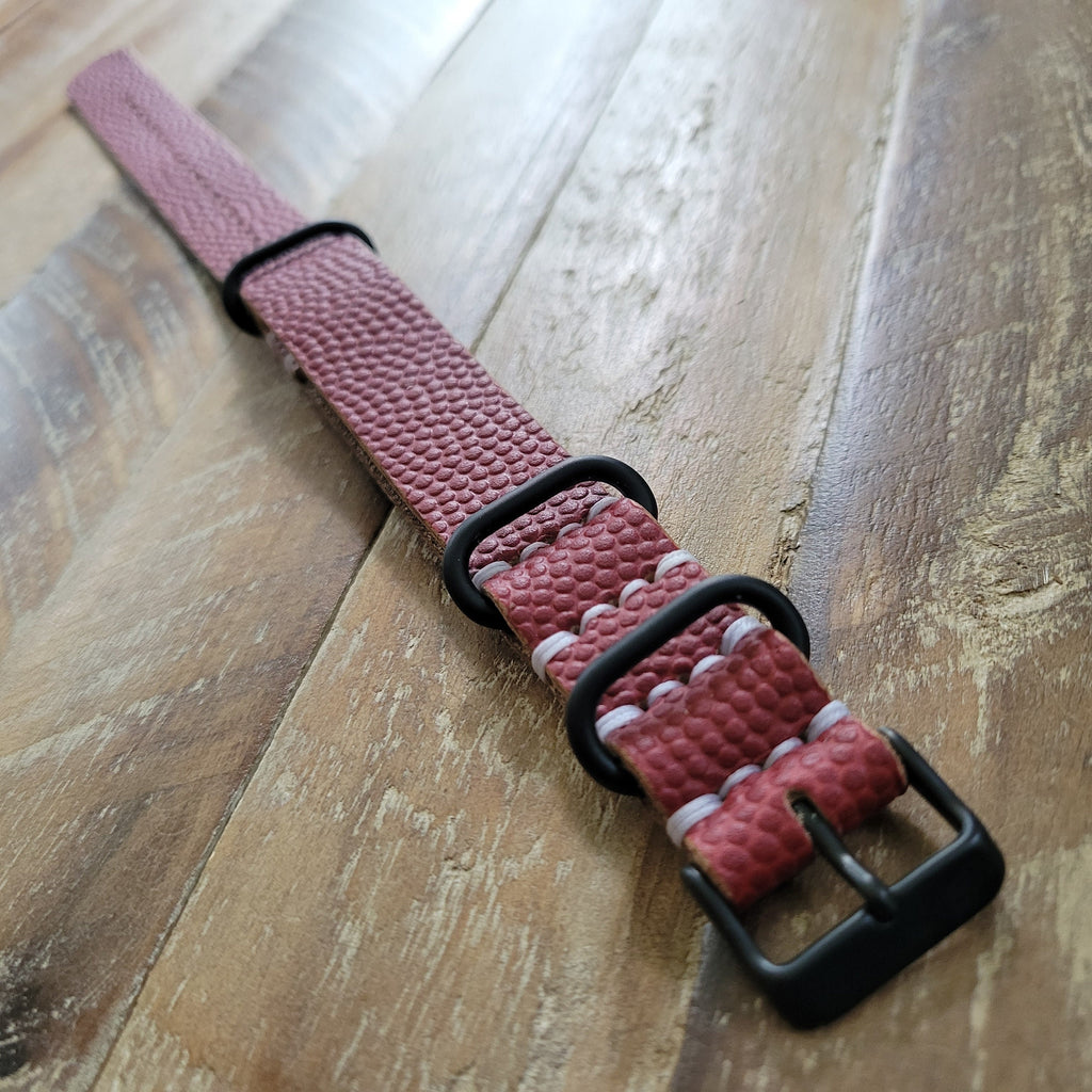 Leather One-Piece Watch Strap - Horween Football- Red Brown - Customizable