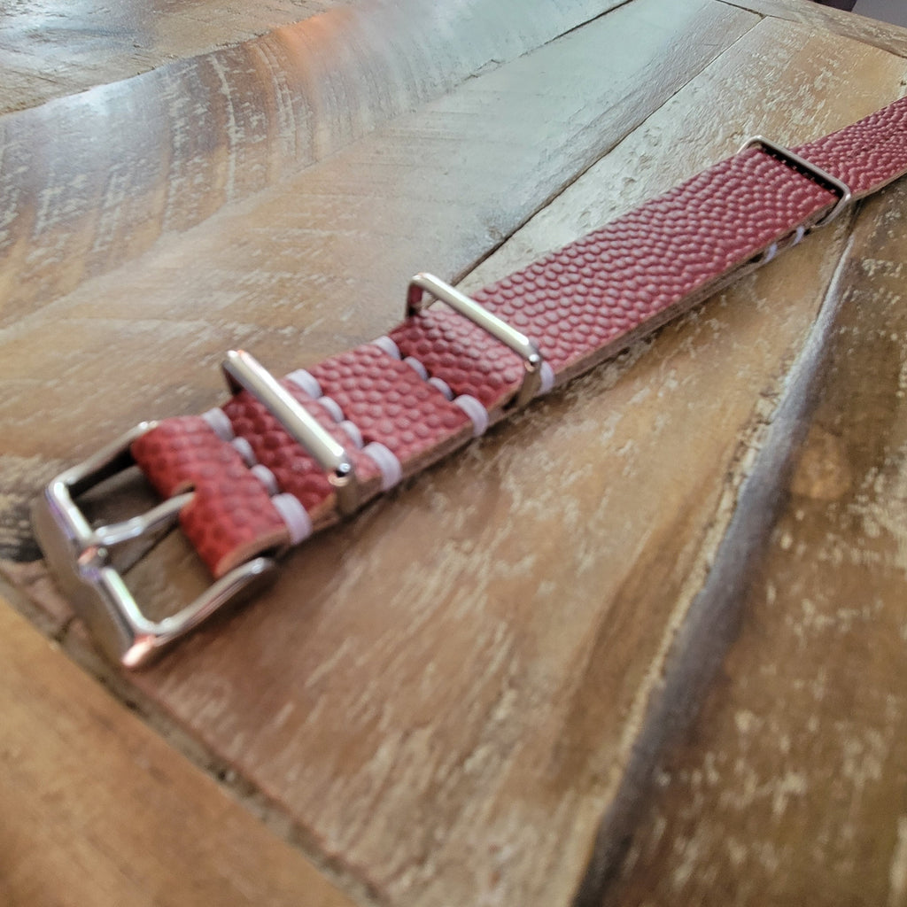 Leather One-Piece Watch Strap - Horween Football- Red Brown - Customizable