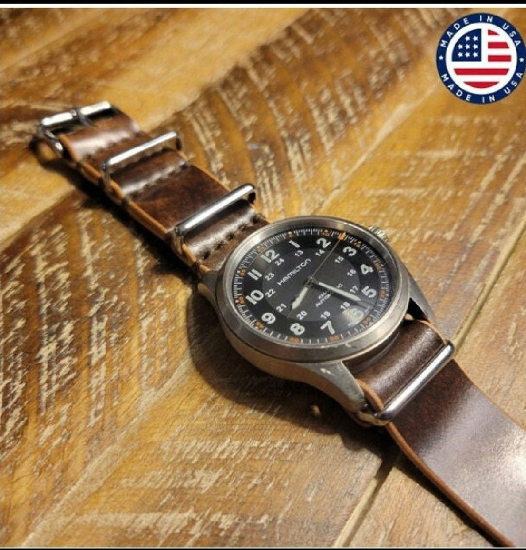 Leather One-Piece Watch Strap - Italian Shell Cordovan in Brown - Customizable