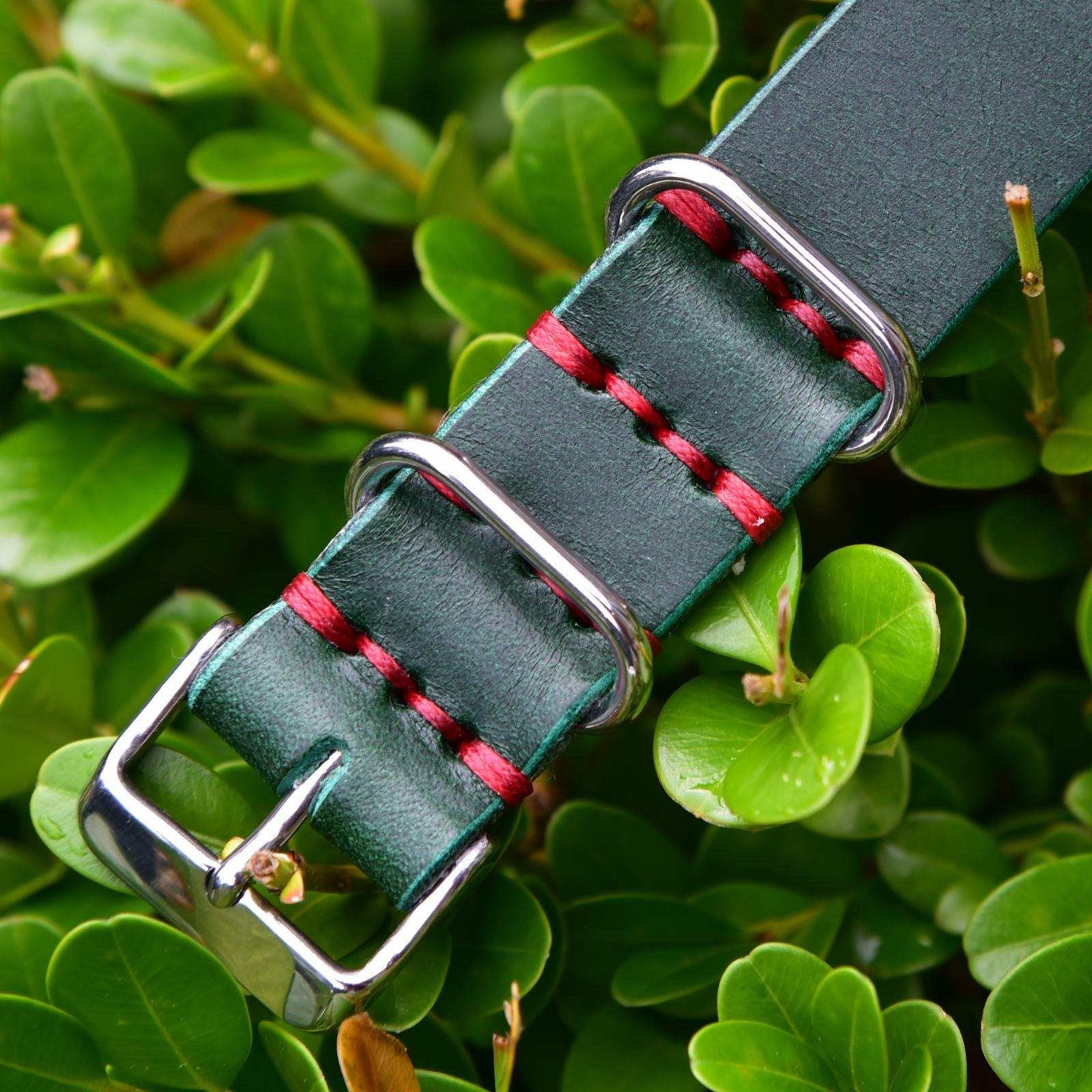 Leather One-Piece Watch Strap - Italian  Wapier Conceria - Green - Customizable