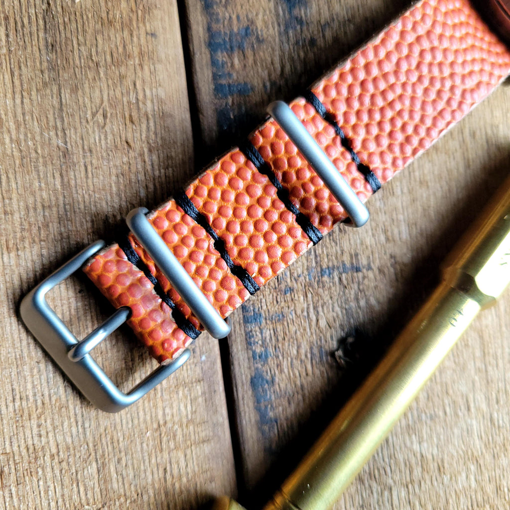 Leather One-Piece Watch Strap - Horween Basketball - Tan - Customizable