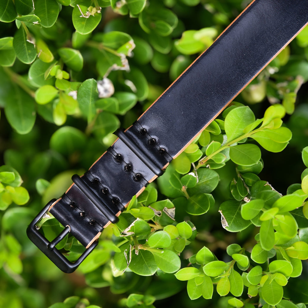 Leather One-Piece Watch Strap - Italian Shell Cordovan in Black - Customizable