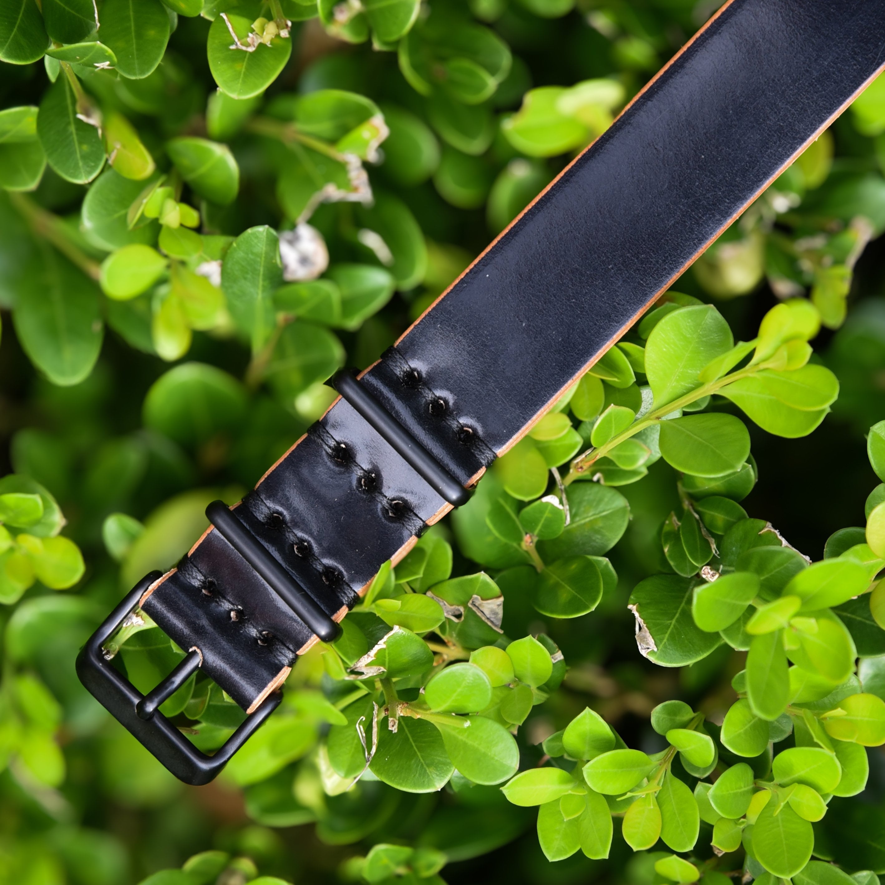 Leather One-Piece Watch Strap - Italian Shell Cordovan in Black - Customizable