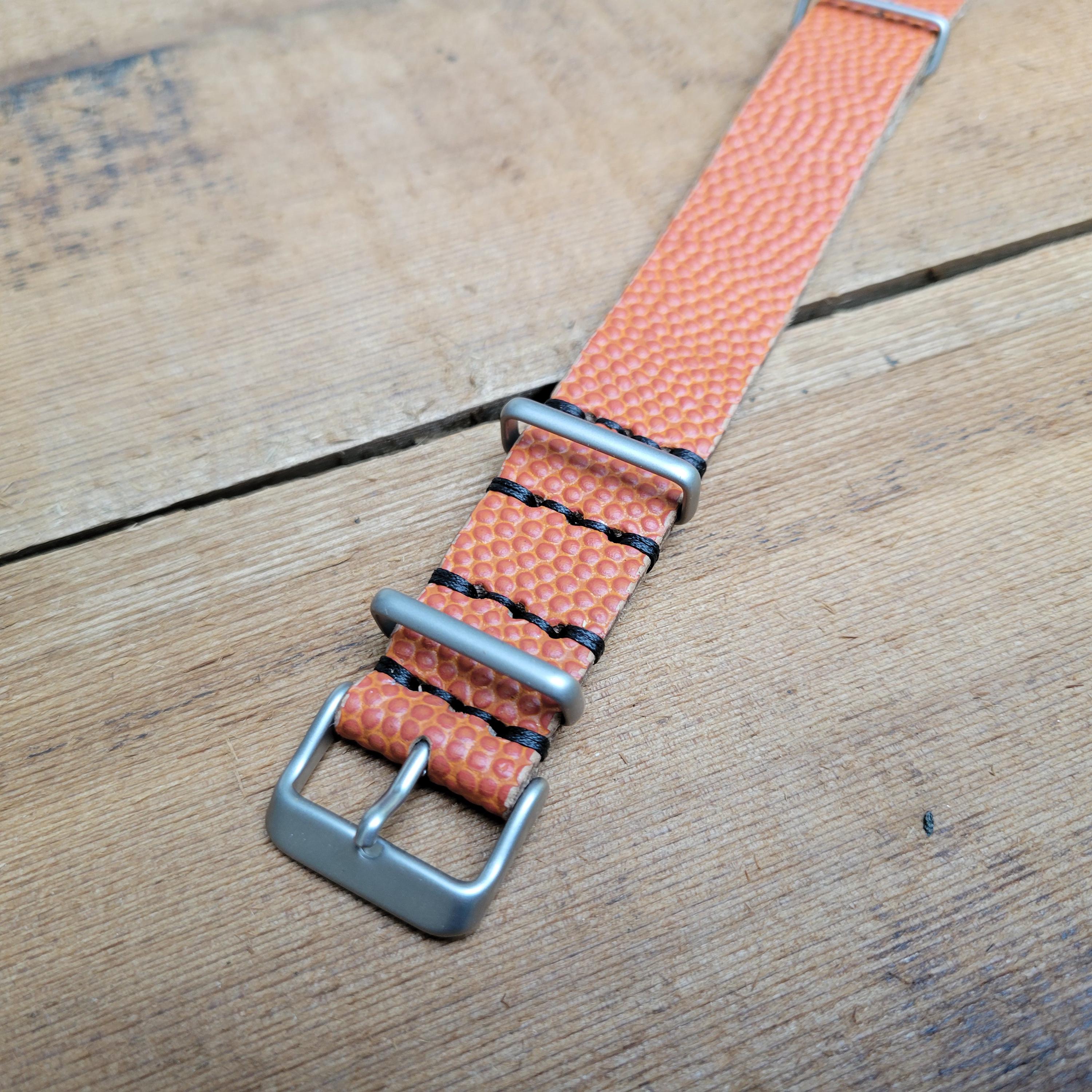 Leather One-Piece Watch Strap - Horween Basketball - Tan - Customizable