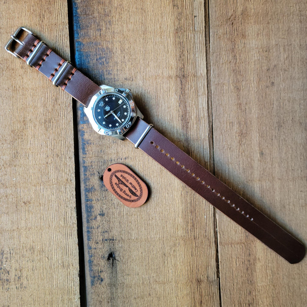 Leather One-Piece Watch Strap - Italian  Wapier Conceria - Dark Brown - Customizable
