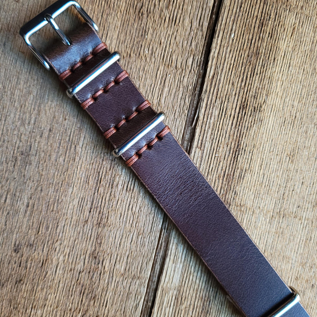 Leather One-Piece Watch Strap - Italian  Wapier Conceria - Dark Brown - Customizable