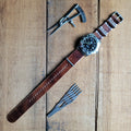 Leather One-Piece Watch Strap - Italian Shell Cordovan in Brown - Customizable