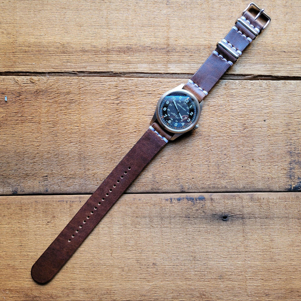 Handmade Horween Dublin Leather Watch Strap: Brown Nut, Full Grain