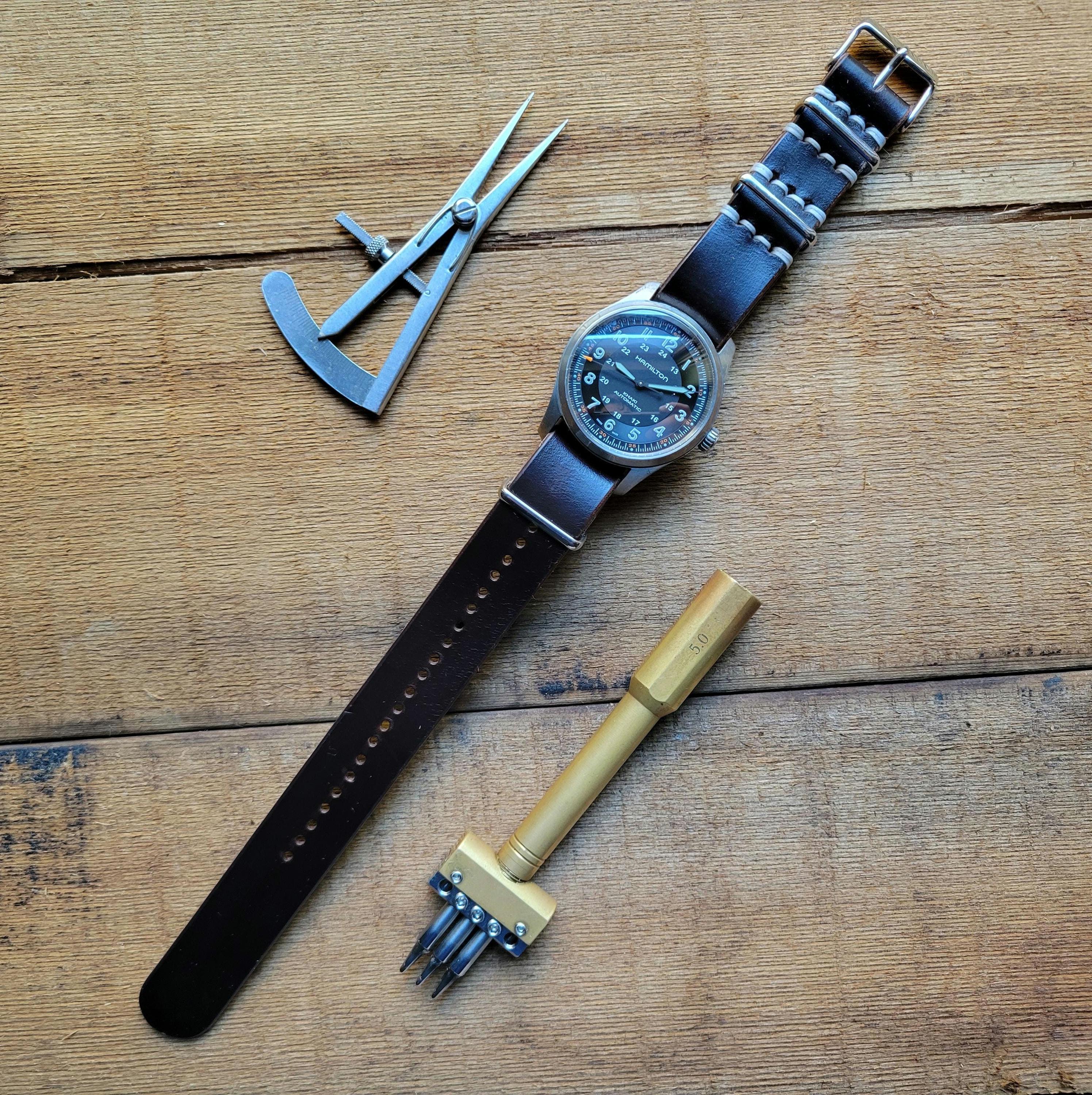 Leather One-Piece Watch Strap - Horween Horsehide Chromexcel - Brown - Customizable
