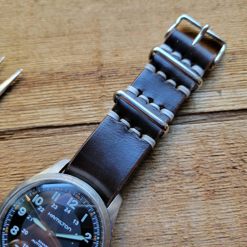 Leather One-Piece Watch Strap - Horween Horsehide Chromexcel - Brown - Customizable