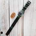 Handmade in the USA - Horween Full Grain Leather - One-piece Watch Strap Band - Dark Green Color