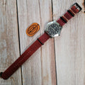 Leather One-Piece Watch Strap - Horween Dublin - Russet Brown/Red - Customizable