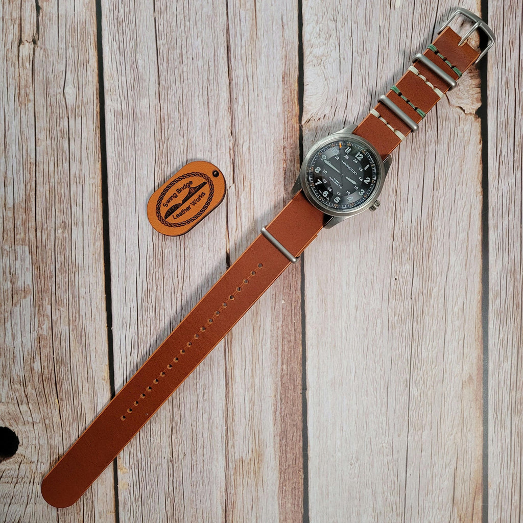 Leather One-Piece Watch Strap - Italian  Wapier Conceria - Chestnut Brown - Customizable