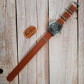 Leather One-Piece Watch Strap - Italian  Wapier Conceria - Chestnut Brown - Customizable