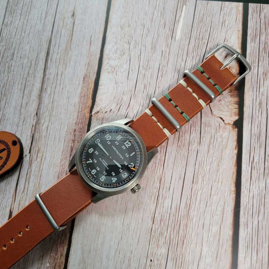 Leather One-Piece Watch Strap - Italian  Wapier Conceria - Chestnut Brown - Customizable