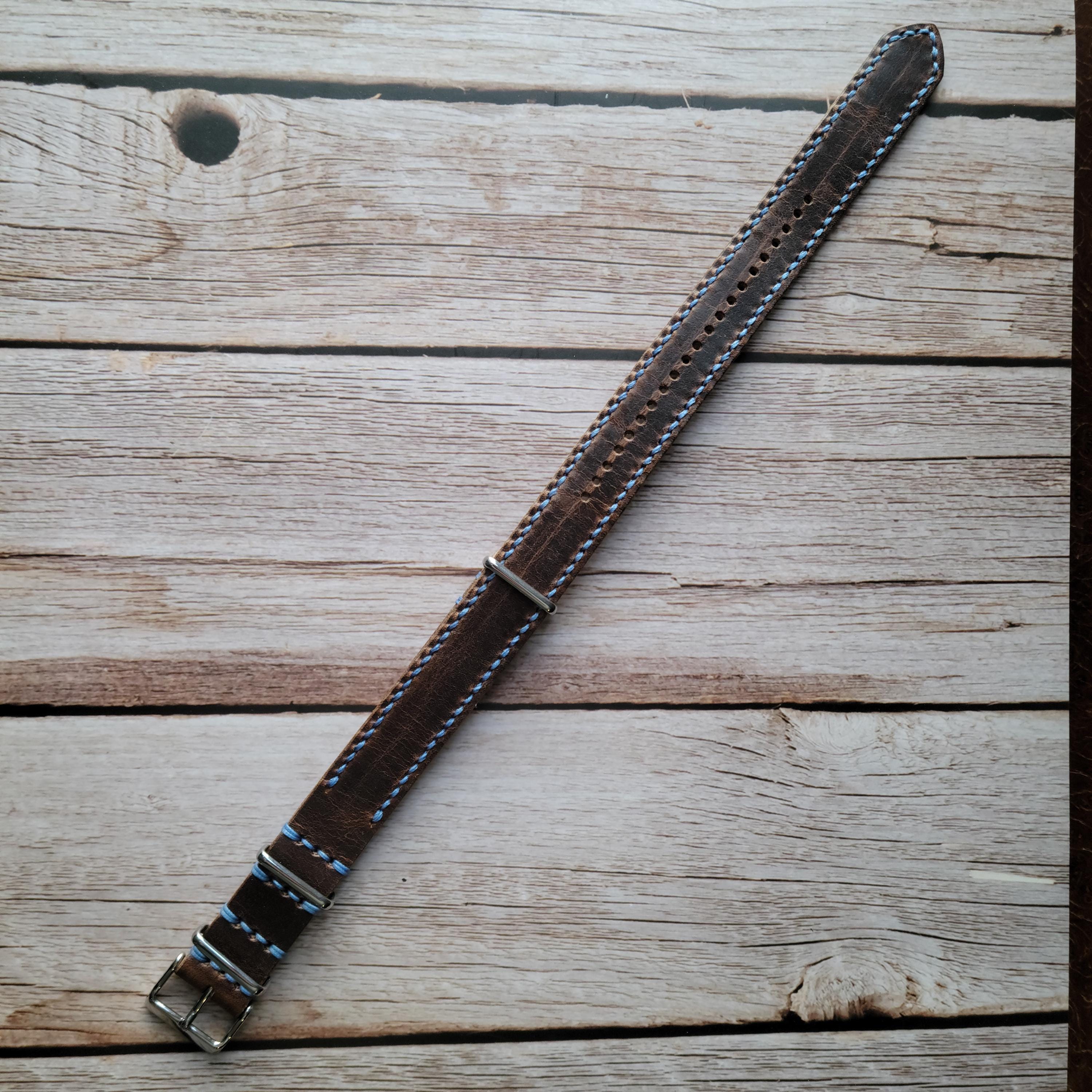 Handmade Horween Leather Watch Strap – Dublin Brown Nut NATO-Style