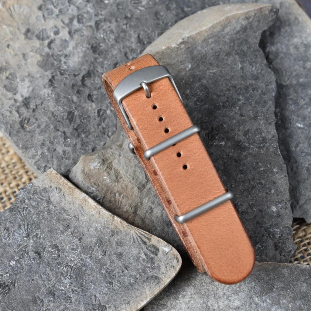 Leather One-Piece Watch Strap - Horween Dublin - Light Natural Tan - Customizable