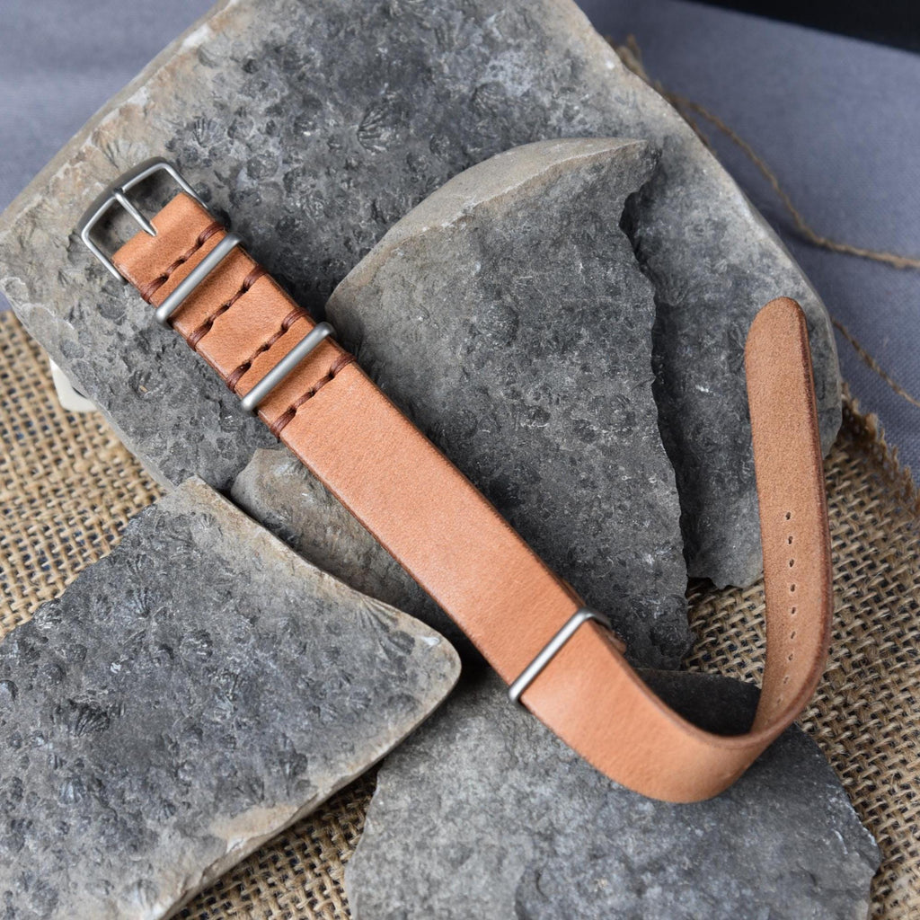 Leather One-Piece Watch Strap - Horween Dublin - Light Natural Tan - Customizable
