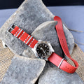 Leather One-Piece Watch Strap - Italian  Wapier Conceria - Red - Customizable