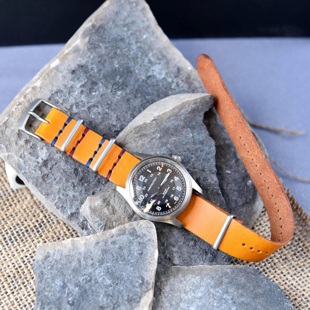 Leather One-Piece Watch Strap - Italian  Wapier Conceria - Yellow - Customizable
