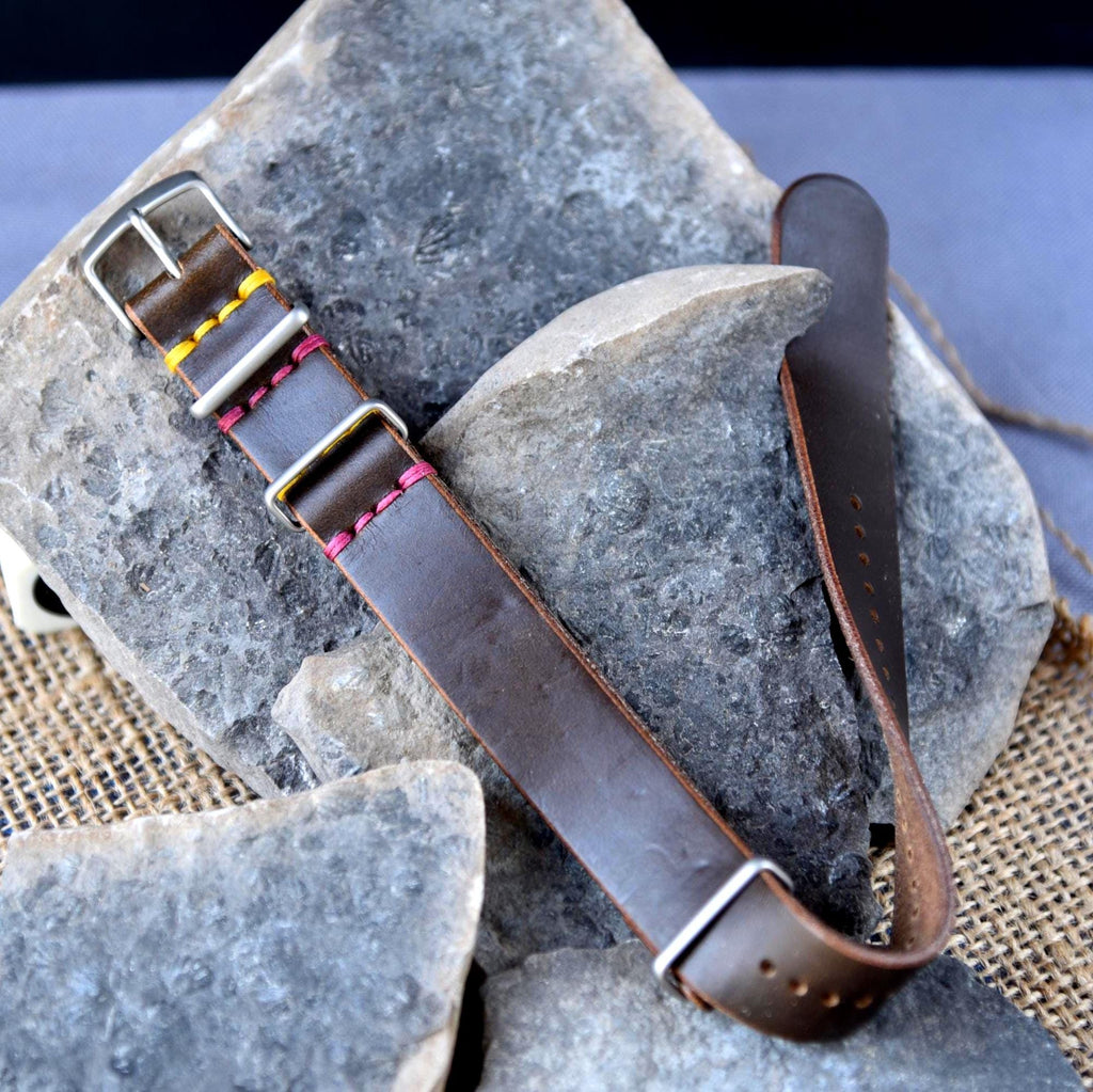 Leather One-Piece Watch Strap - Horween Chromexcel- Olive Color - Customizable