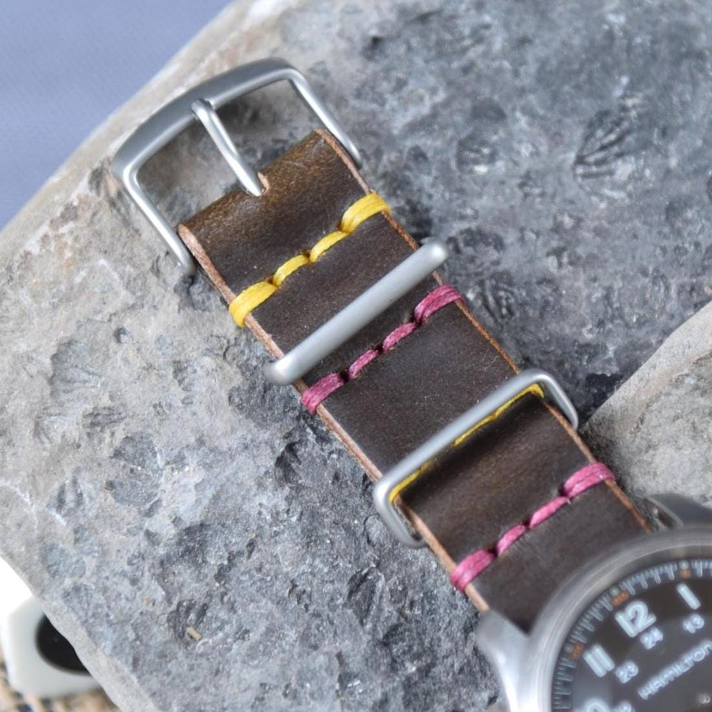 Leather One-Piece Watch Strap - Horween Chromexcel- Olive Color - Customizable