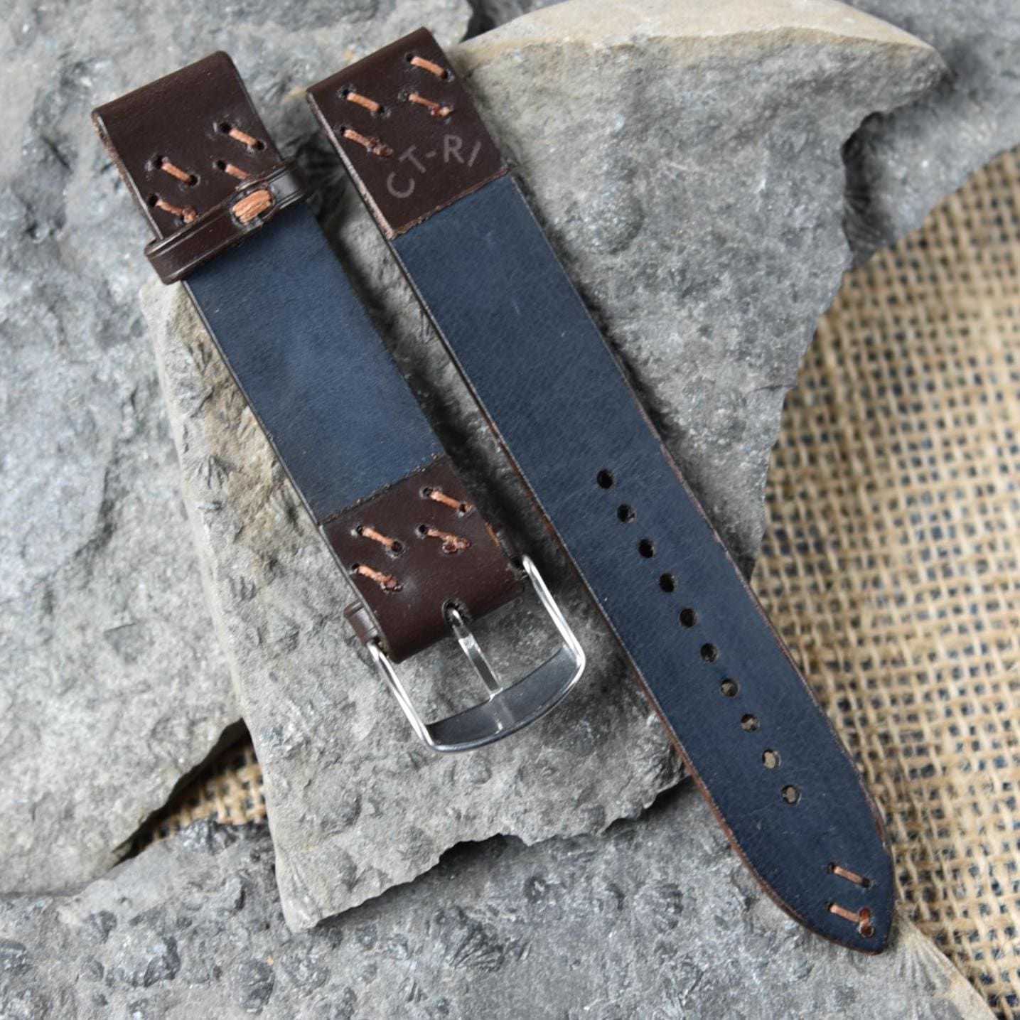 Brown English Full Grain Leather Dress Watch Band – Vegetable Tanned Leather – Customizable and Multiple Sizes