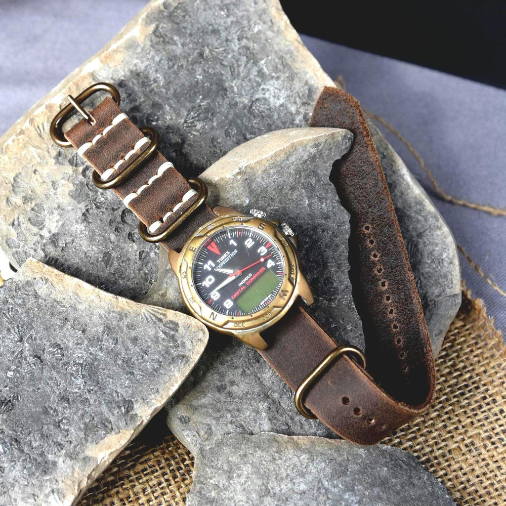 Full Grain Leather Watch Strap – Single-Piece, American‑Made, Custom Fit & Personalized Initials