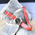 Leather One-Piece Watch Strap - Italian  Wapier Conceria - Red - Customizable