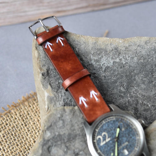 Brown Shell Cordovan Dress Watch Band – Italian Vegetable Tanned Leather – Customizable and Multiple Sizes
