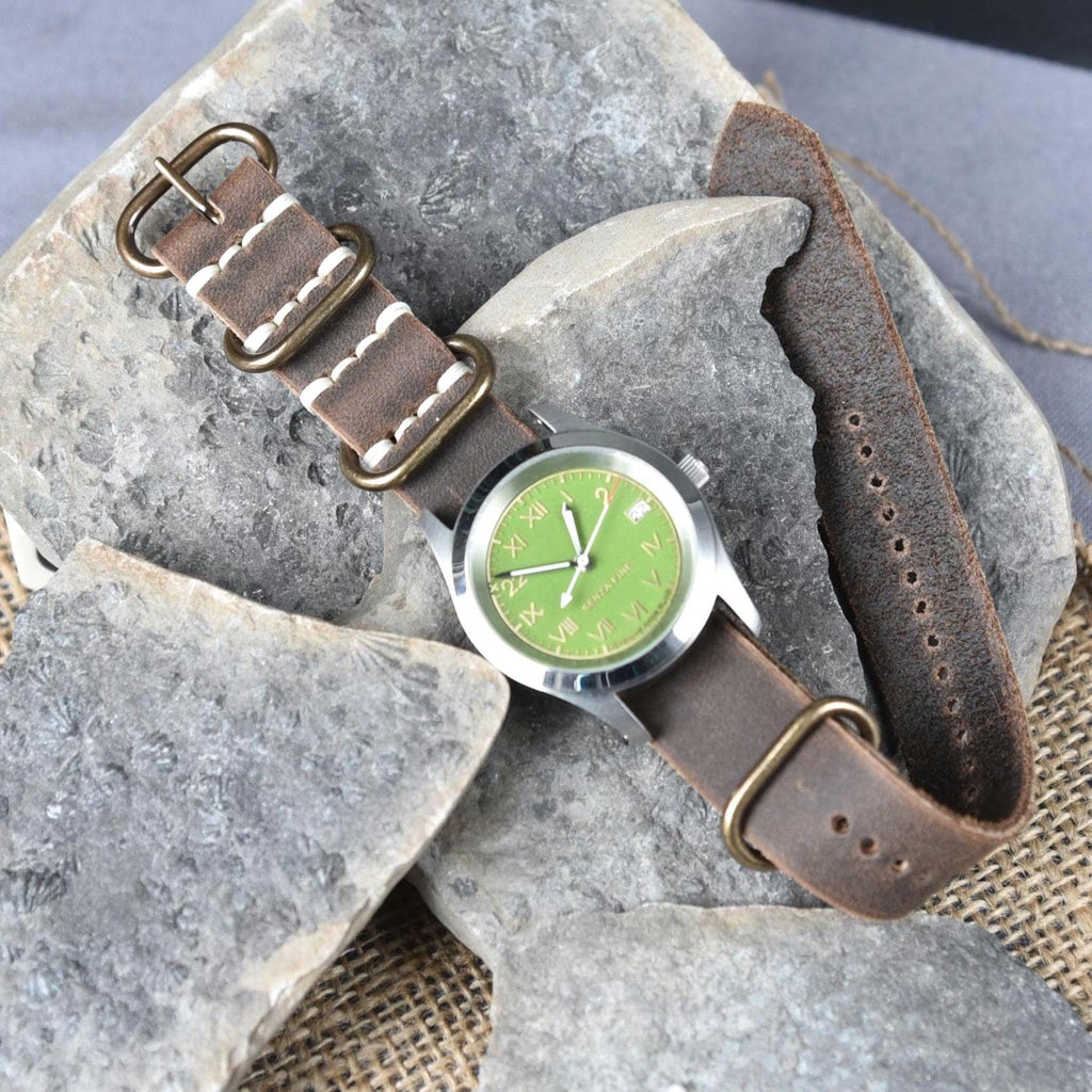 Full Grain Leather Watch Strap – Single-Piece, American‑Made, Custom Fit & Personalized Initials
