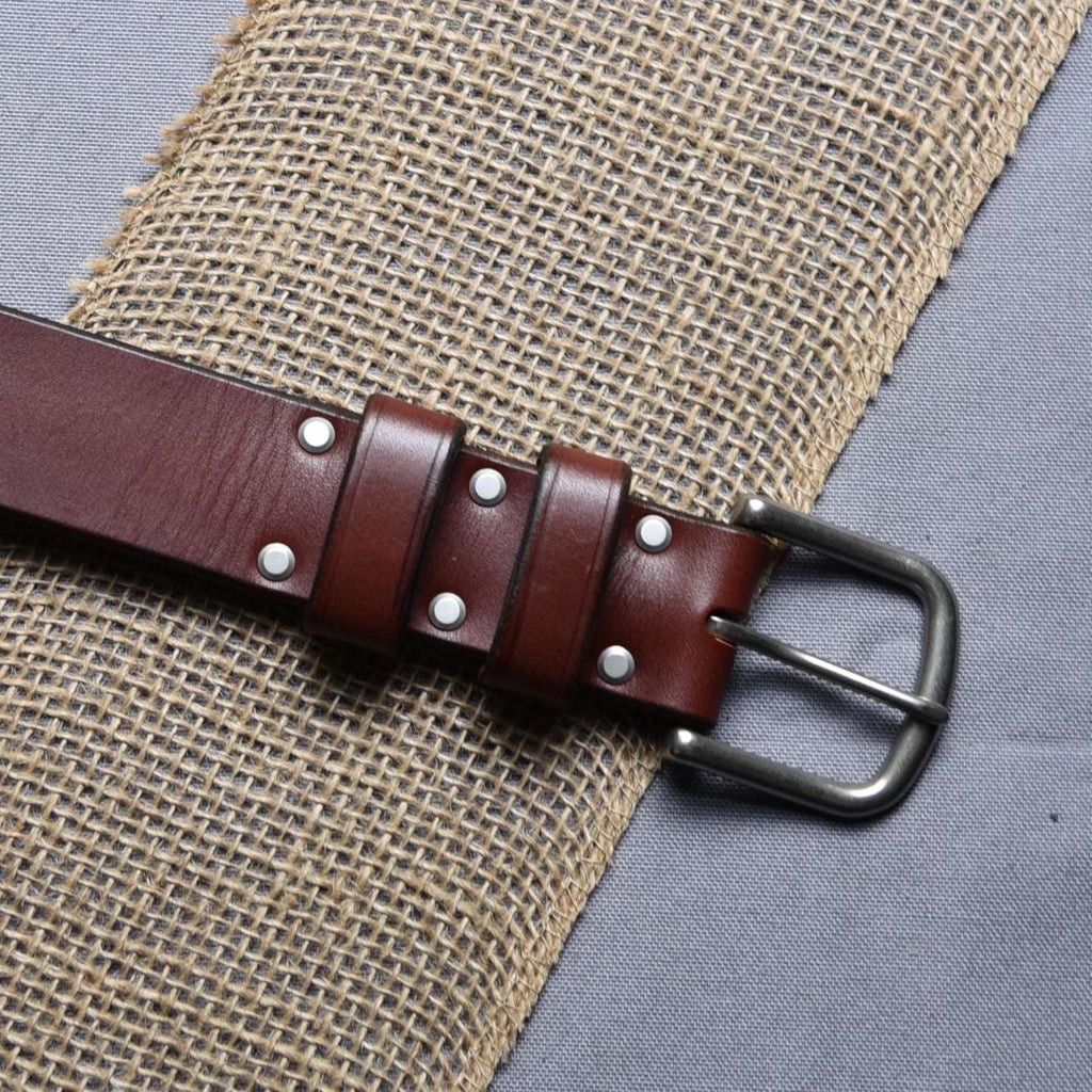 American Made Full Grain Vegetable Tanned Leather Belt, Hermann Oak Tannery, British Brown