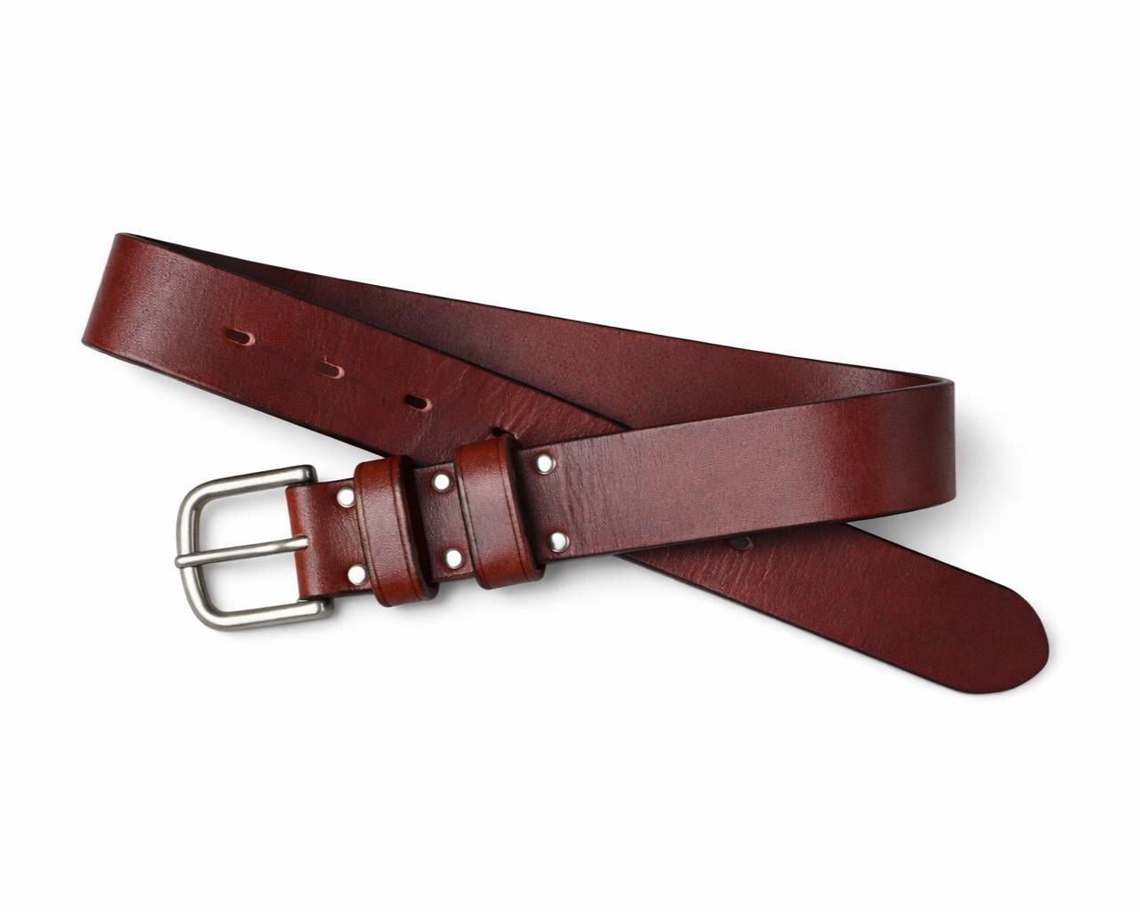 American Made Full Grain Vegetable Tanned Leather Belt, Hermann Oak Tannery, British Brown