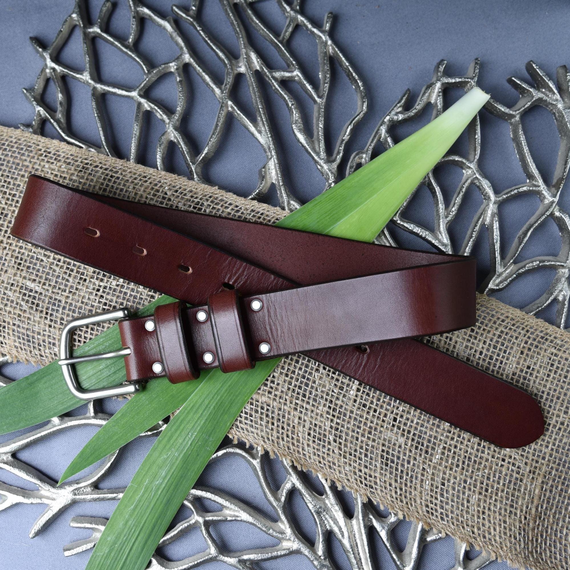 American Made Full Grain Vegetable Tanned Leather Belt, Hermann Oak Tannery, British Brown