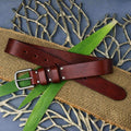 American Made Full Grain Vegetable Tanned Leather Belt, Hermann Oak Tannery, Chestnut