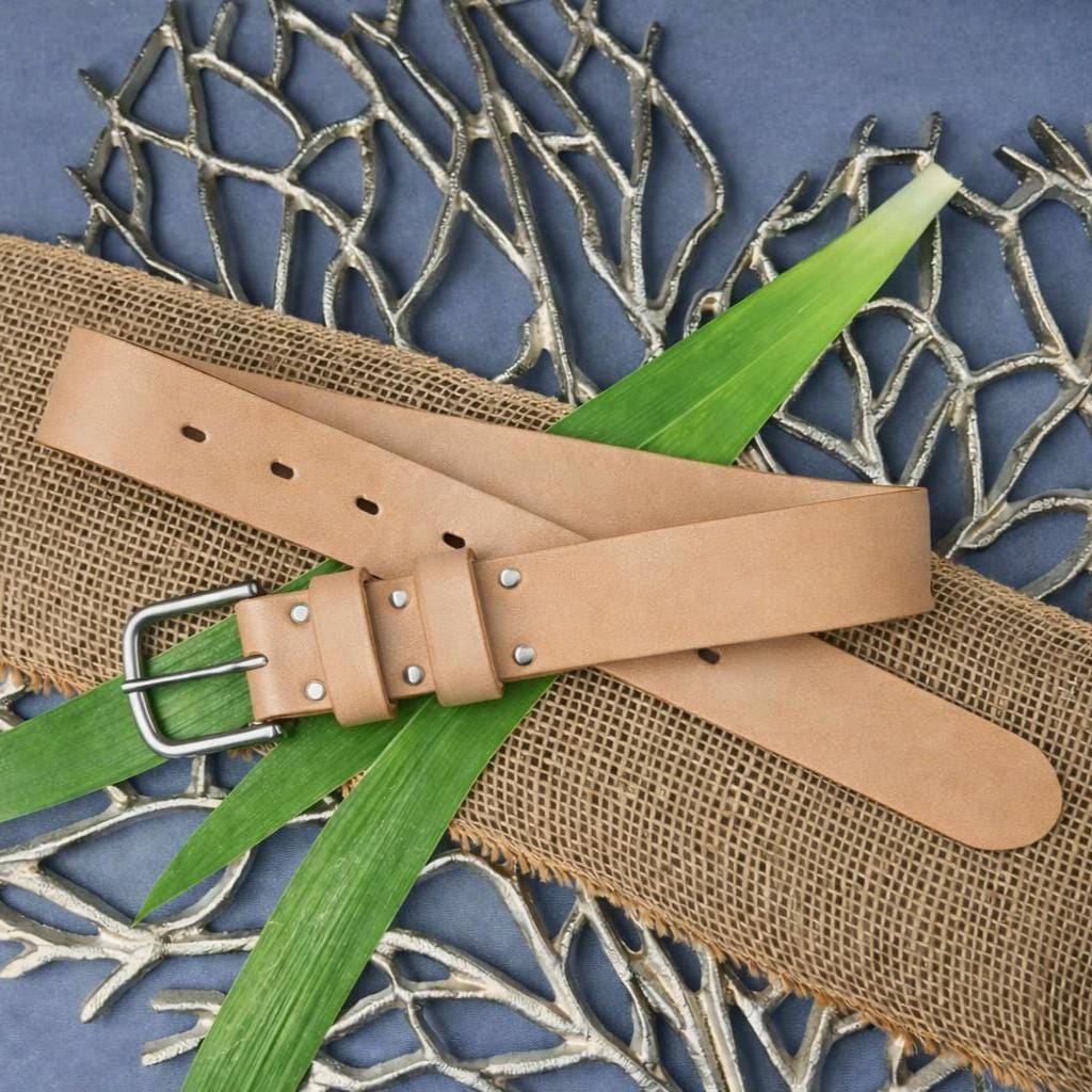American Made Full Grain Vegetable Tanned Leather Belt, Hermann Oak Tannery, Natural