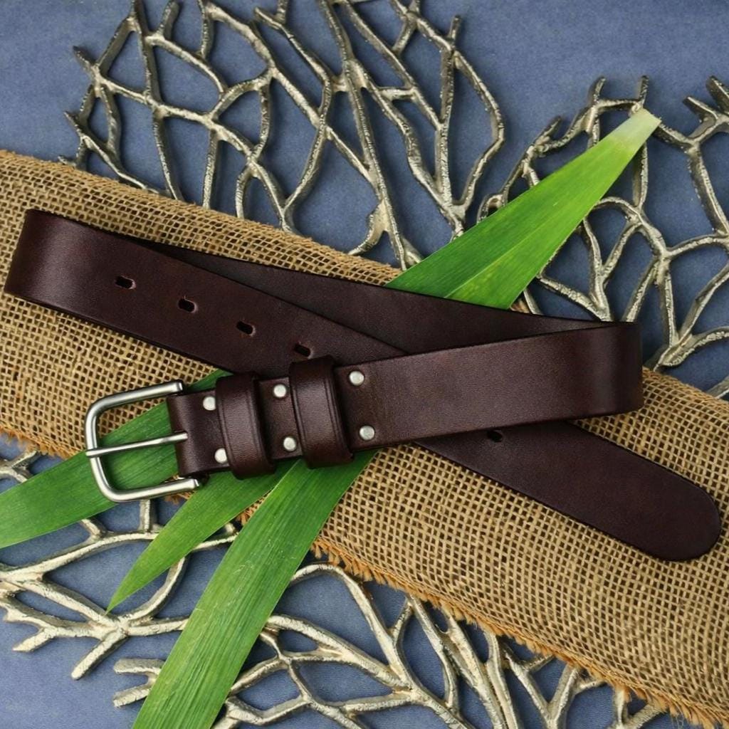American Made Full Grain Vegetable Tanned Leather Belt, Hermann Oak Tannery, Havana Brown