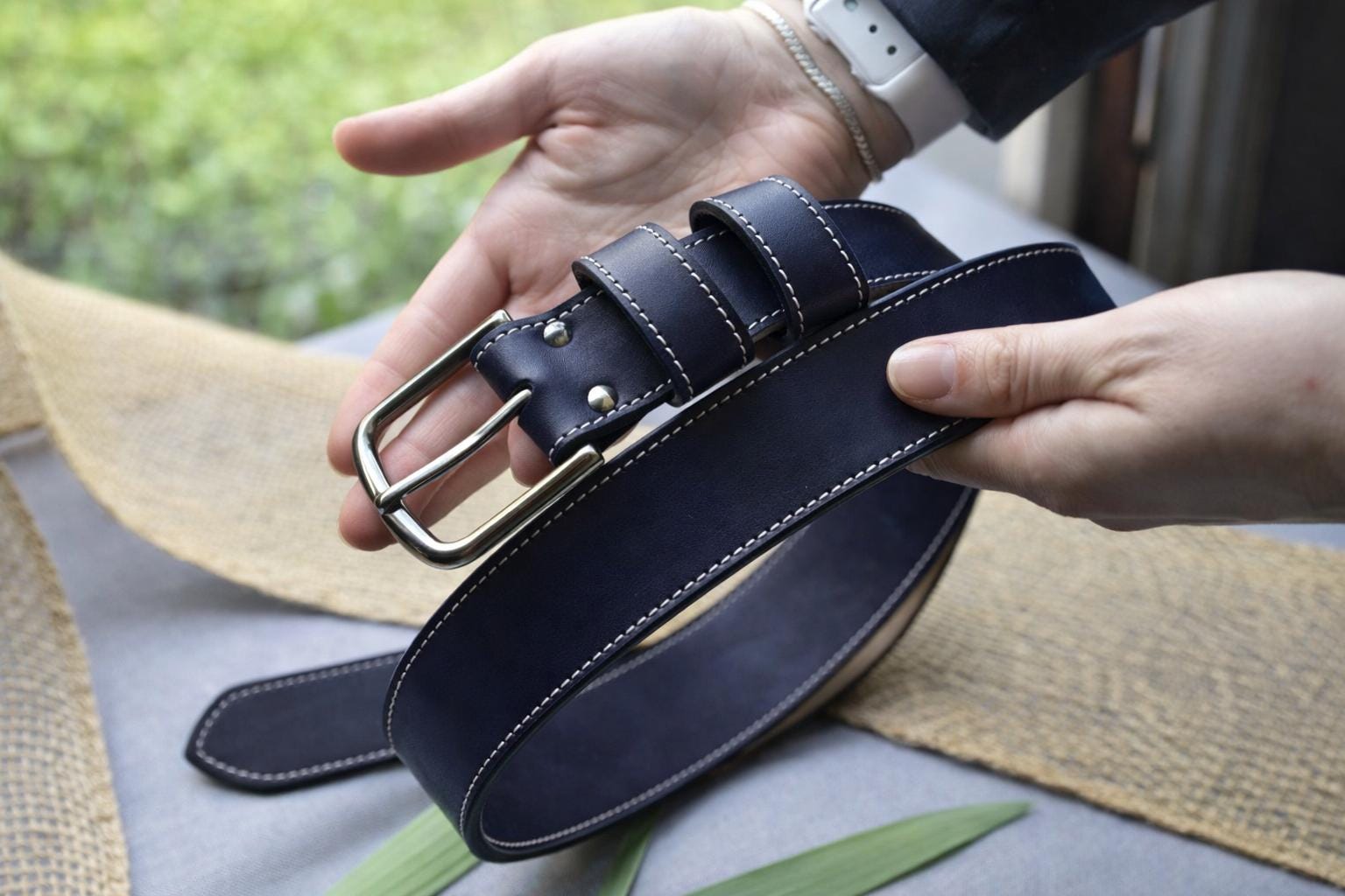 American Made Full Grain, English Bridle Leather Belt – Sedgwick & Co. Navy