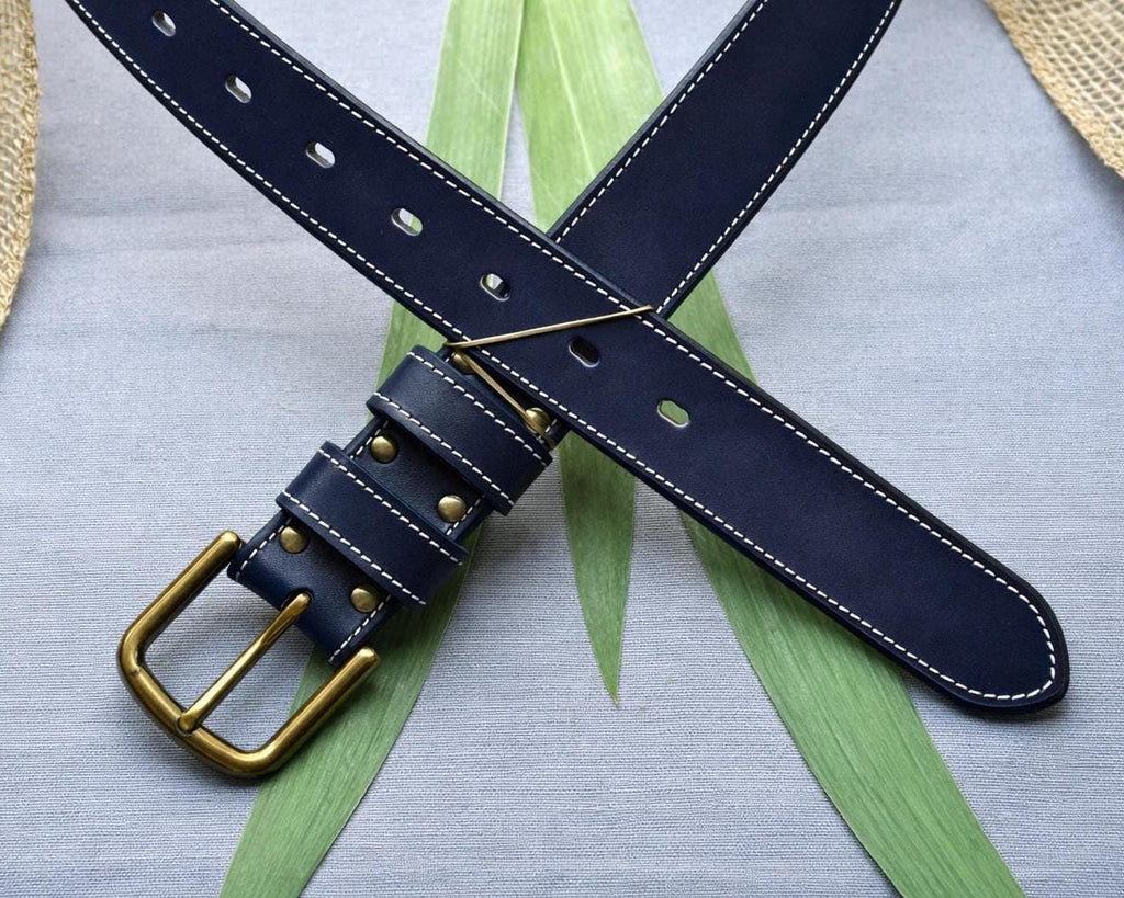 American Made Full Grain, English Bridle Leather Belt – Sedgwick & Co. Navy