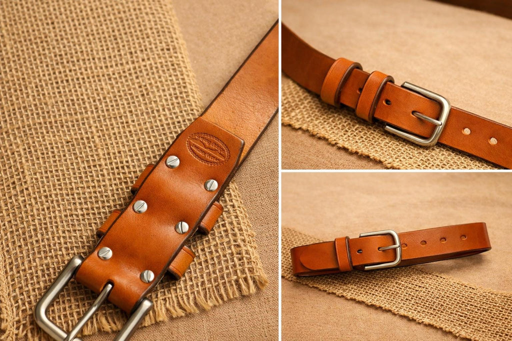 American Made Full Grain Vegetable Tanned Leather Belt, Hermann Oak Tannery, London Tan