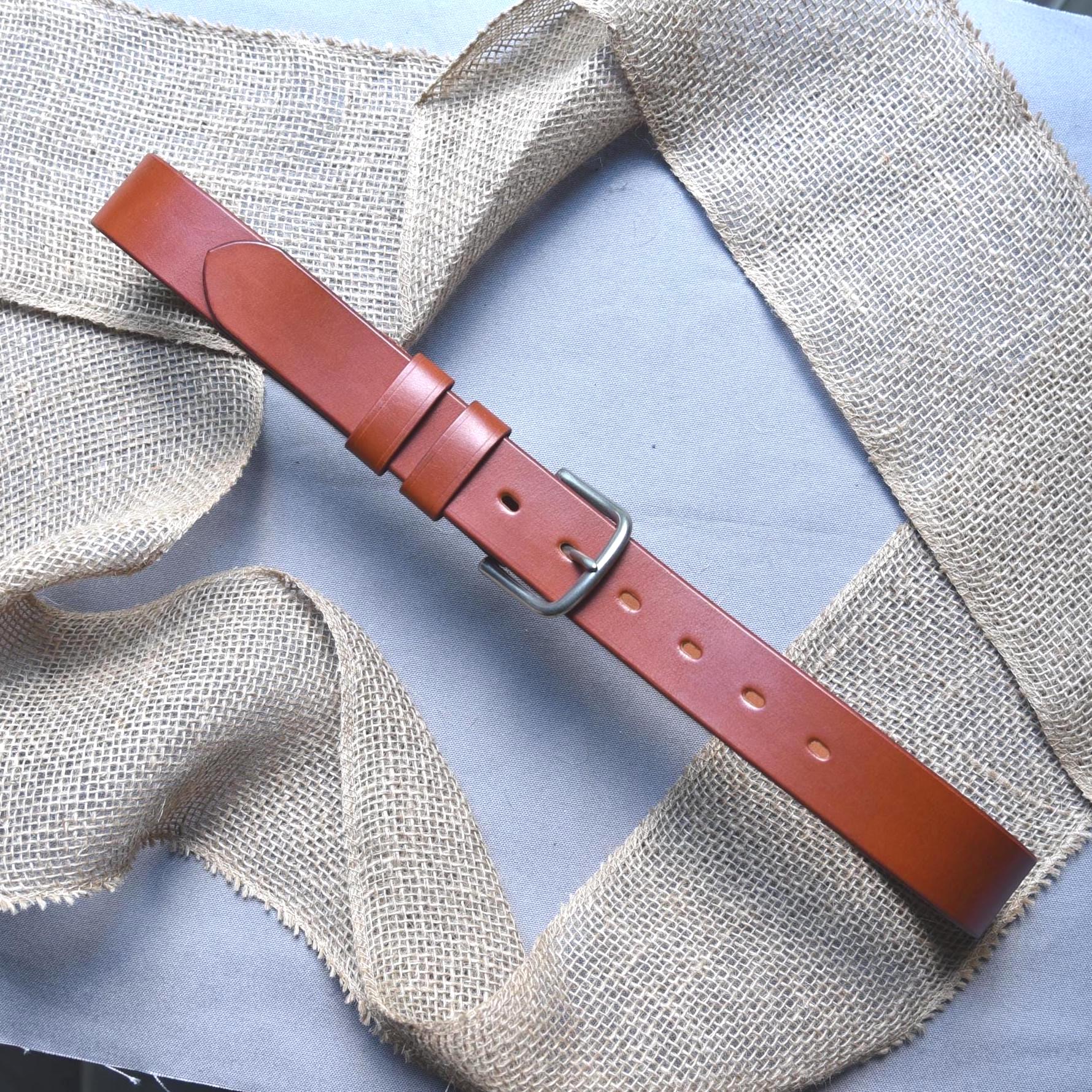 American Made Full Grain Vegetable Tanned Leather Belt, Hermann Oak Tannery, London Tan