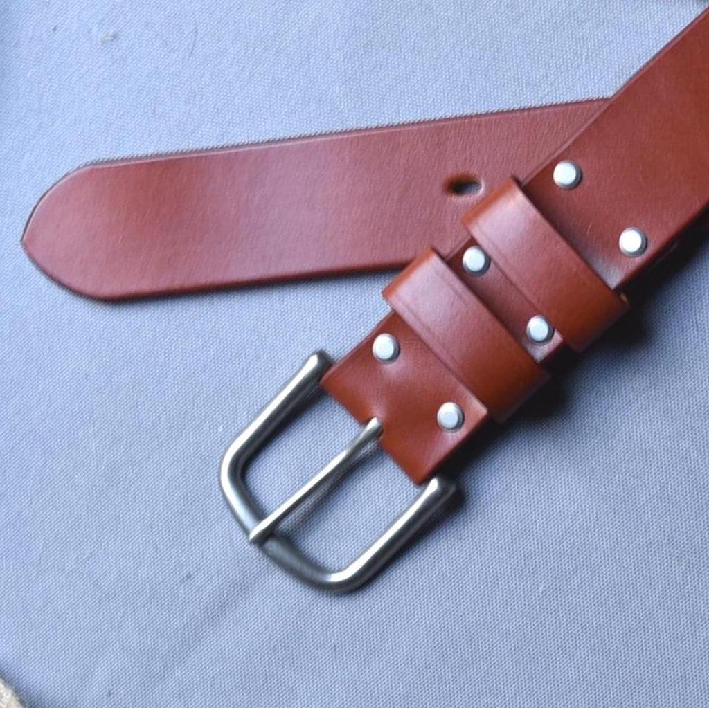 American Made Full Grain Vegetable Tanned Leather Belt, Hermann Oak Tannery, London Tan